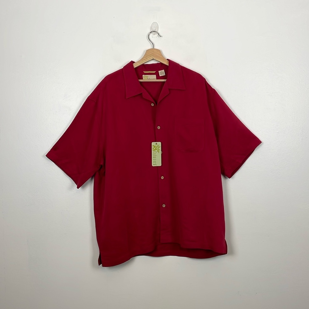 Cubavera Power Red Mens XL Short Sleeve Button Down Business Casual Pocket Shirt